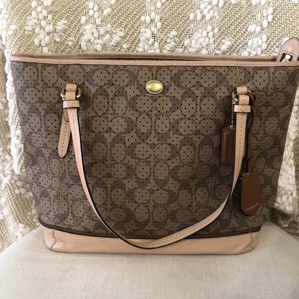 Coach Peyton perforated zip tote.